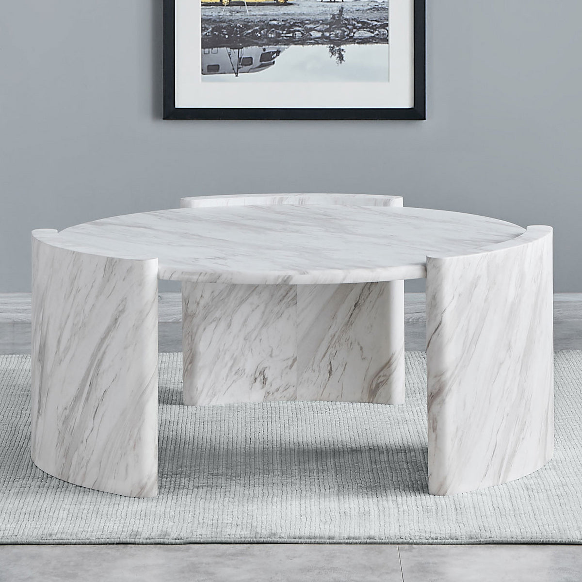 CINQUE White Faux Marble 3 Piece Table Set