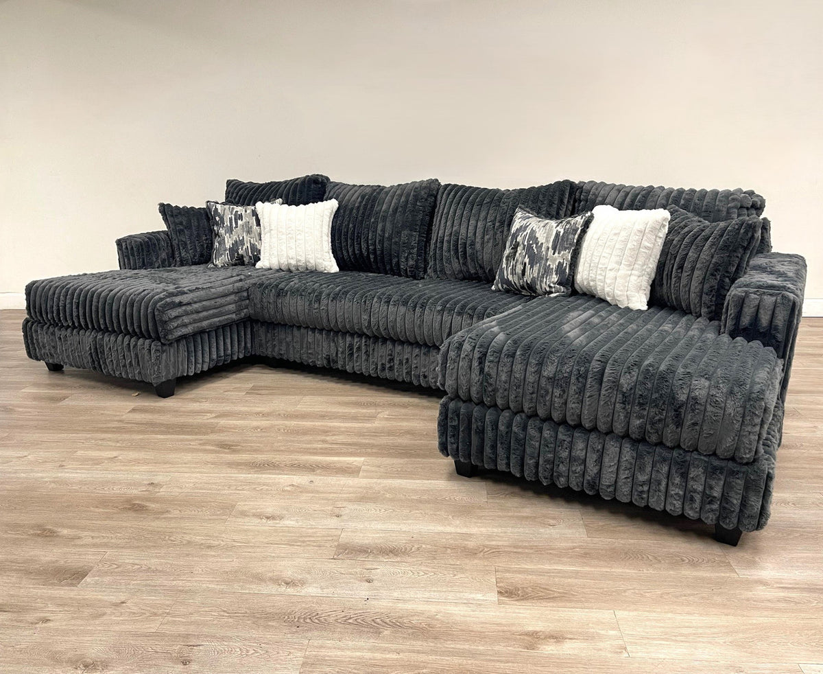 CITYVIEW Charcoal Gray 150" Wide Oversized Sectional