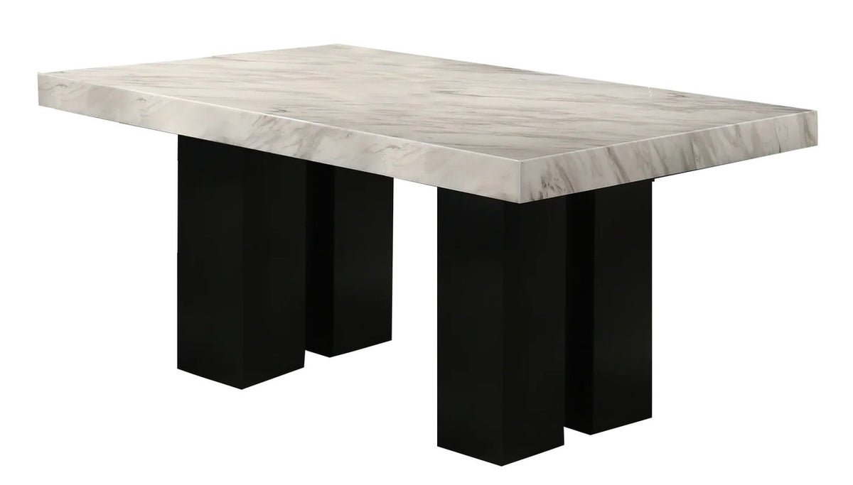 Clarice Blue Faux Marble 7 Piece Dining Set