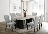 Clarice Gray Faux Marble 7 Piece Dining Set