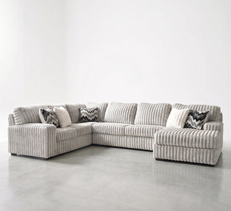 CLAYPOOL Light Gray Corduroy 142" Wide x 94" Depth Sectional