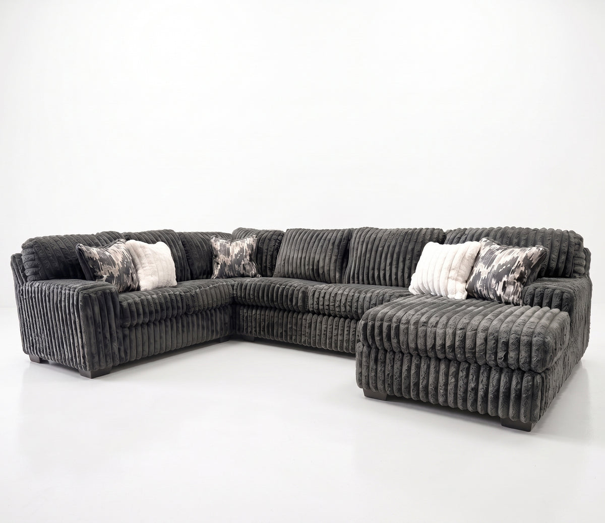 CLAYPOOL Dark Gray Corduroy 142" Wide x 94" Depth Oversized Sectional