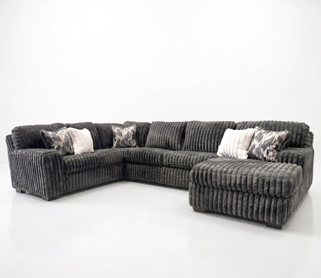 CLAYPOOL Dark Gray Corduroy 142" Wide x 94" Depth Oversized Sectional