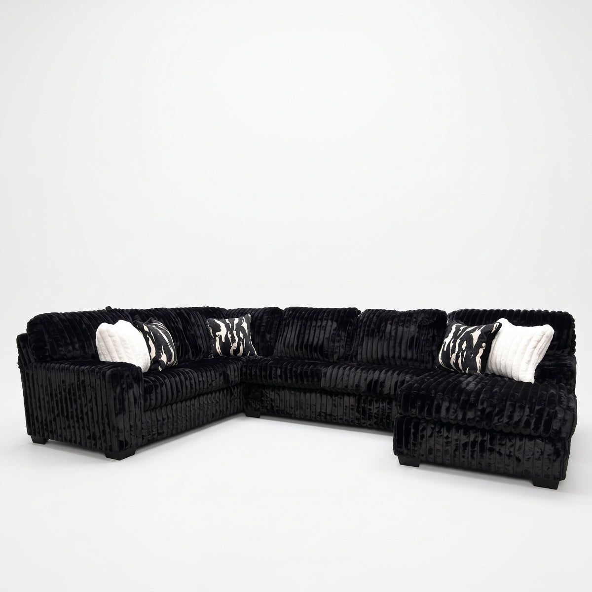 CLAYPOOL Black Corduroy 142" Wide x 94" Depth Sectional