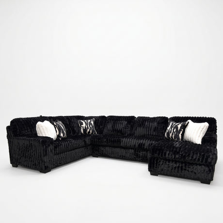 CLAYPOOL Black Corduroy 142" Wide x 94" Depth Sectional