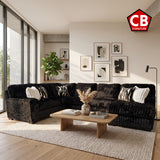 CLAYPOOL Black Corduroy 142" Wide x 94" Depth Sectional