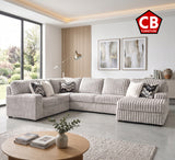 CLAYPOOL Light Gray Corduroy 142" Wide x 94" Depth Sectional