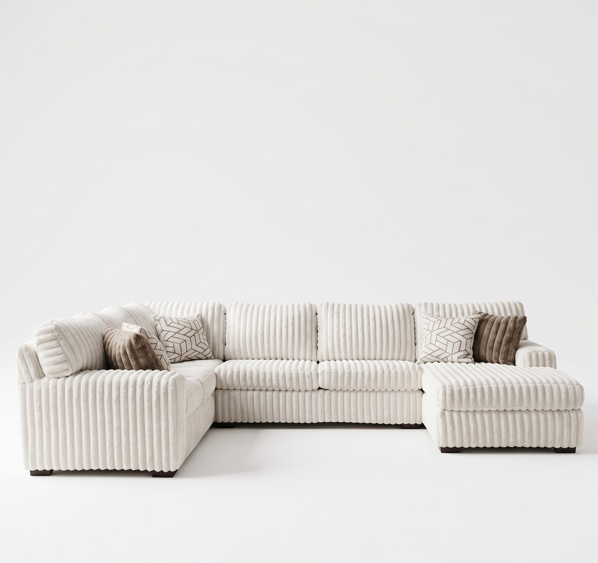 CLAYPOOL Cream Corduroy 142" Wide x 94" Depth Sectional