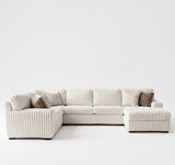 CLAYPOOL Cream Corduroy 142" Wide x 94" Depth Sectional