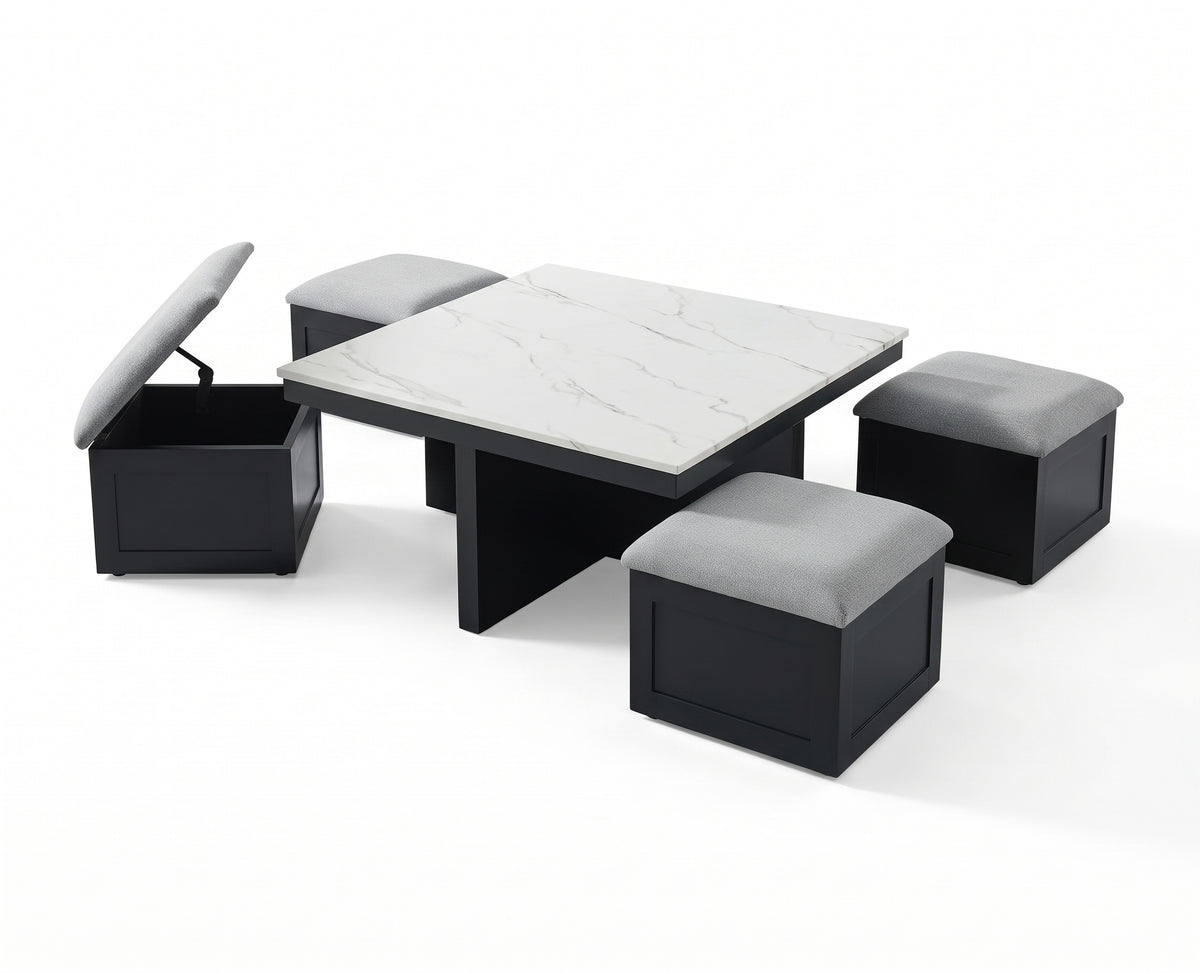 CLEBURNE Black & Whit 38" x 38" Coffee Table