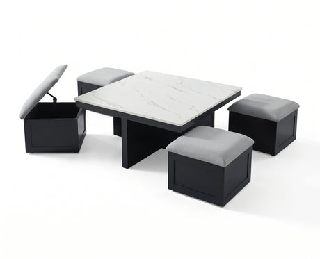 CLEBURNE Black & Whit 38" x 38" Coffee Table