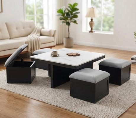 CLEBURNE Black & Whit 38" x 38" Coffee Table
