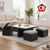 CLEBURNE Black & Whit 38" x 38" Coffee Table