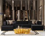 CLEMENCE Black Velvet 138" Wide Double Chaise Sectional