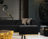 CLEMENCE Black Velvet 138" Wide Double Chaise Sectional