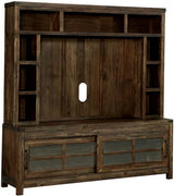 CLEMENCIO Distressed Dark Brown 72" Wide Wall Unit