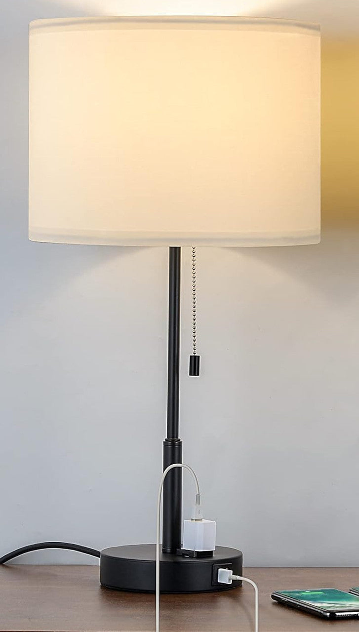 CLEYMAN 22"H Table Lamp with USB Charging and AC Outlet