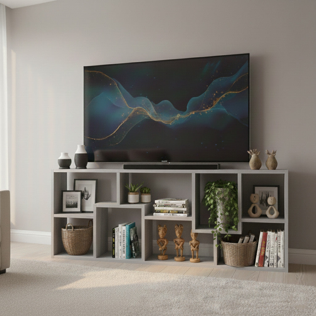 COLMER Light Gray 71" Wide x 35" Height Versatile TV Stand