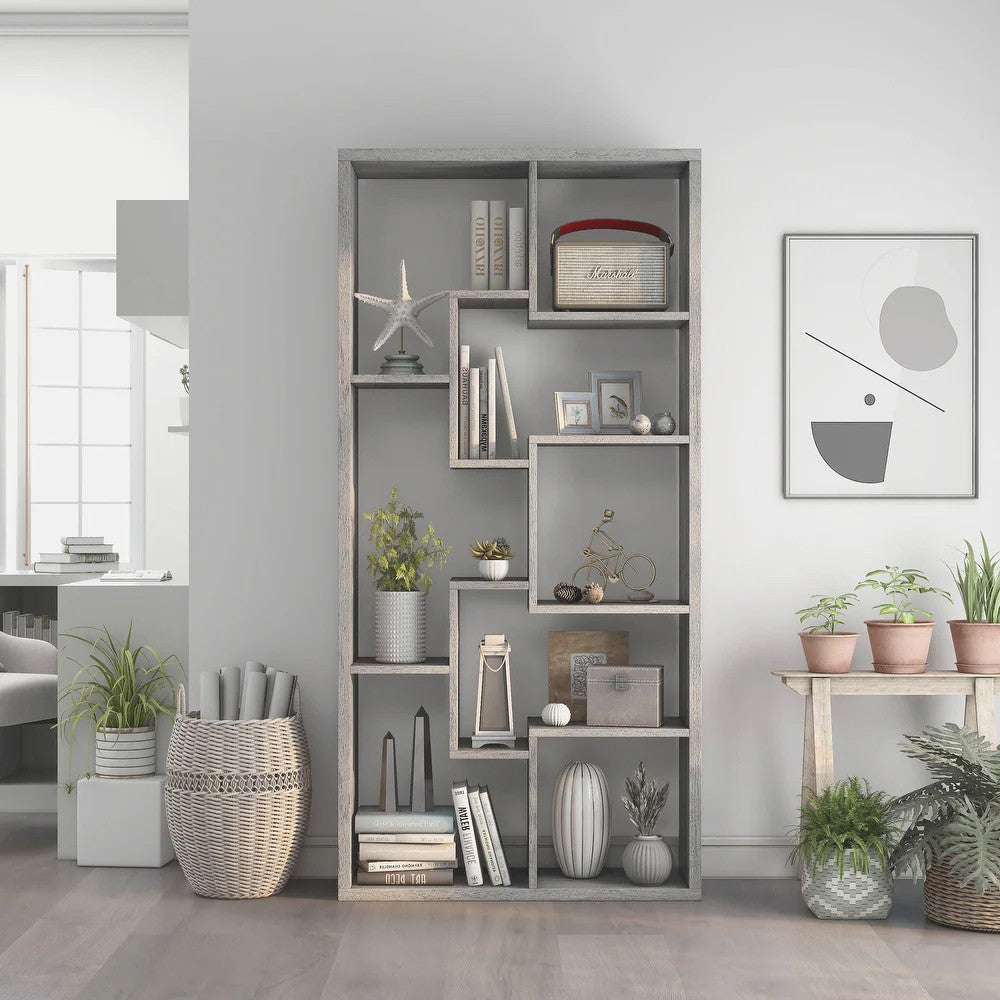 COLMER Light Gray 35" x 71" Bookcase (RTA)