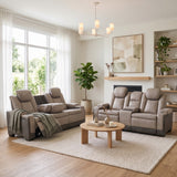 COMANCHE Brown Power Reclining Sofa & Loveseat