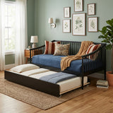 CONALLY Black Wood 81" Wide x 40" Height Daybed with Trundle