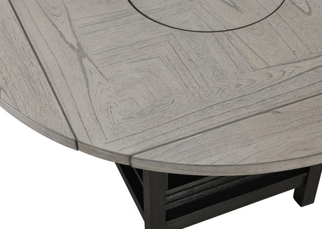 CORINA 7 Piece Round to Square Counter Height Set with Lazy-Susan