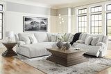 CORSICA Alloy Corduroy 144" x 130" 6 Piece Reclining Sectional with 3 Recliners