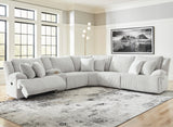 CORSICA Alloy Corduroy 144" x 130" Reclining Sectional with 2 Recliners