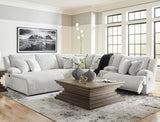 CORSICA Alloy Corduroy 144" x 130" 6 Piece Reclining Sectional with 2 Recliners