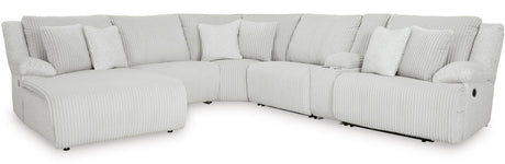 CORSICA Alloy Corduroy 144" x 130" 6 Piece Reclining Sectional with 3 Recliners
