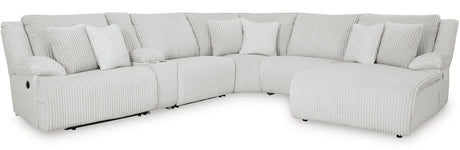 CORSICA Alloy Corduroy 144" x 130" 6 Piece Reclining Sectional with 2 Recliners