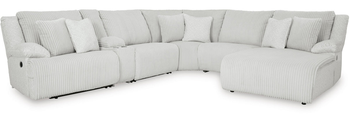 CORSICA Alloy Corduroy 144" x 130" 6 Piece Reclining Sectional with 3 Recliners