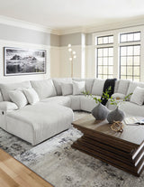 CORSICA Alloy Corduroy 144" x 130" 6 Piece Reclining Sectional with 2 Recliners
