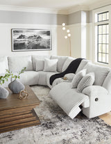 CORSICA Alloy Corduroy 144" x 130" Reclining Sectional with 2 Recliners