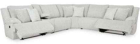 CORSICA Alloy Corduroy 144" x 130" Reclining Sectional with 3 Recliners