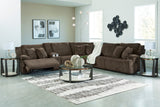 CORSICA Chocolate Corduroy 144" x 130" Reclining Sectional with 2 Recliners