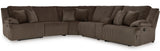CORSICA Chocolate Corduroy 144" x 130" Reclining Sectional with 2 Recliners