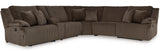 CORSICA Chocolate Corduroy 144" x 130" Reclining Sectional with 2 Recliners