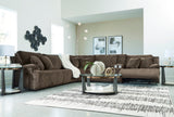 CORSICA Chocolate Corduroy 144" x 130" Reclining Sectional with 2 Recliners