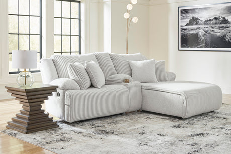 CORSICA Alloy Corduroy 96" x 73" 3 Piece Reclining Sectional with 2 Recliners