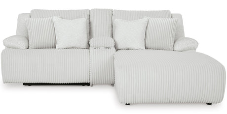 CORSICA Alloy Corduroy 96" x 73" 3 Piece Reclining Sectional with 2 Recliners