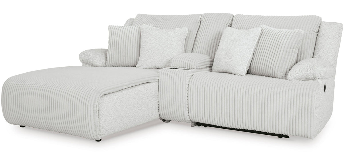 CORSICA Alloy Corduroy 96" x 73" 3 Piece Reclining Sectional with 2 Recliners