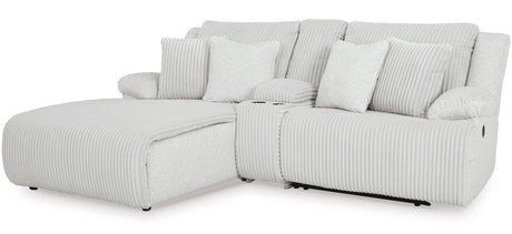 CORSICA Alloy Corduroy 96" x 73" 3 Piece Reclining Sectional with 2 Recliners