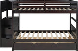 CORTNEY Dark Brown Full over Full Bunk Bed with Trundle/Sorage