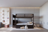 CORTNEY Dark Brown Full over Full Bunk Bed with Trundle/Sorage