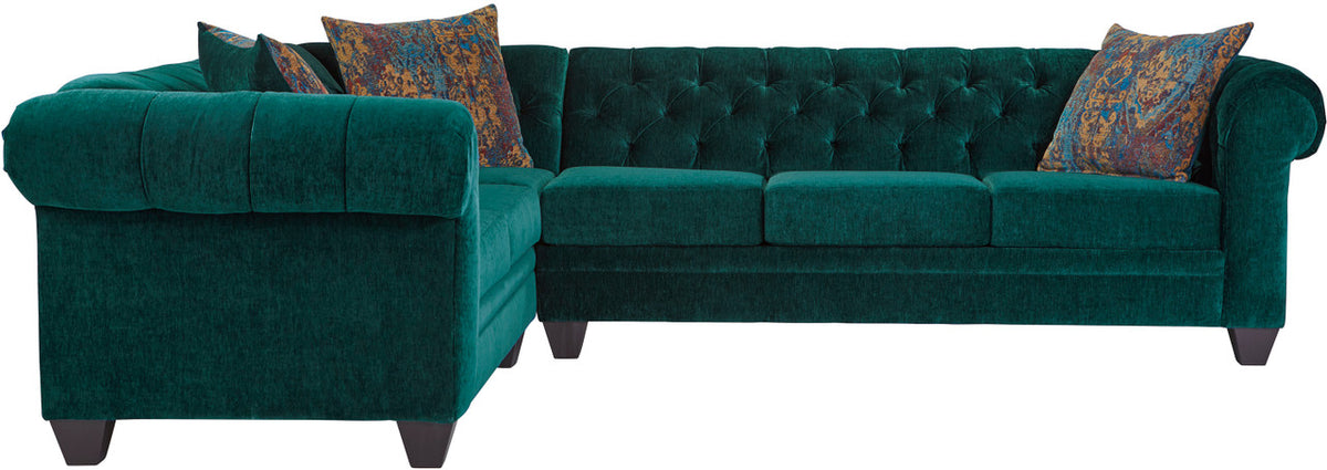 COSGROVE Peacock Green 123" Wide Sectional