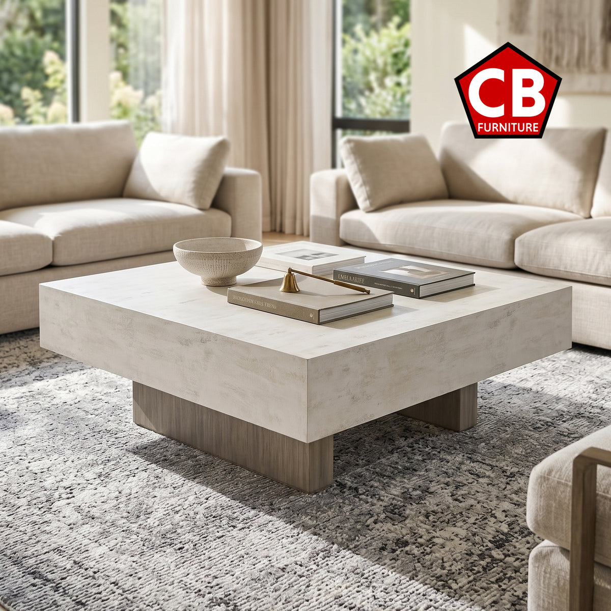 COSSETTE Cement-Look 42" x 42" Coffee Table
