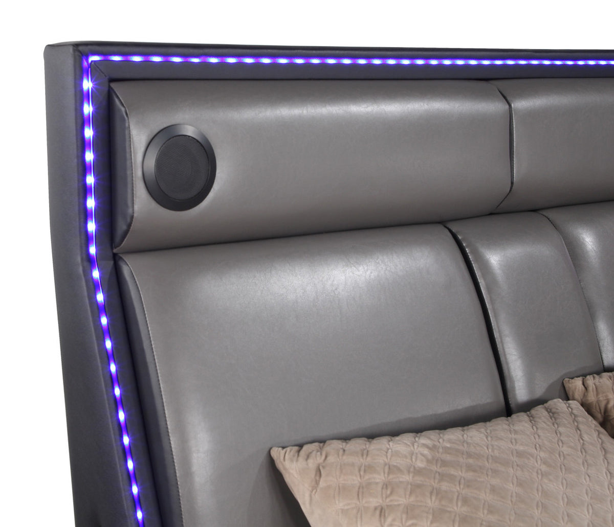 COVAK Black & Gray LED Storage Bed with Drop-Down Tray