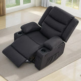 COVINA Black Polyester 36" Wide Swivel Rocker Recliner