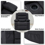 COVINA Black Polyester 36" Wide Swivel Rocker Recliner